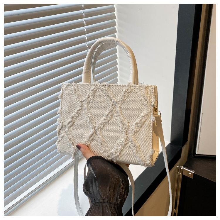 2024 ромбовидный деним лето новый простой модный дорожный большой емкости плечо кроссбоди маленькая квадратная сумка для женщин