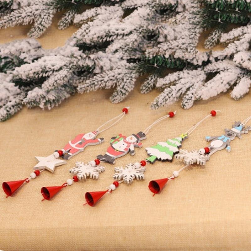 Рождественский деревянный колокольчик для рождественской елки, подвесное украшение, сделай сам, поделки из дерева, детский подарок для домашней вечеринки