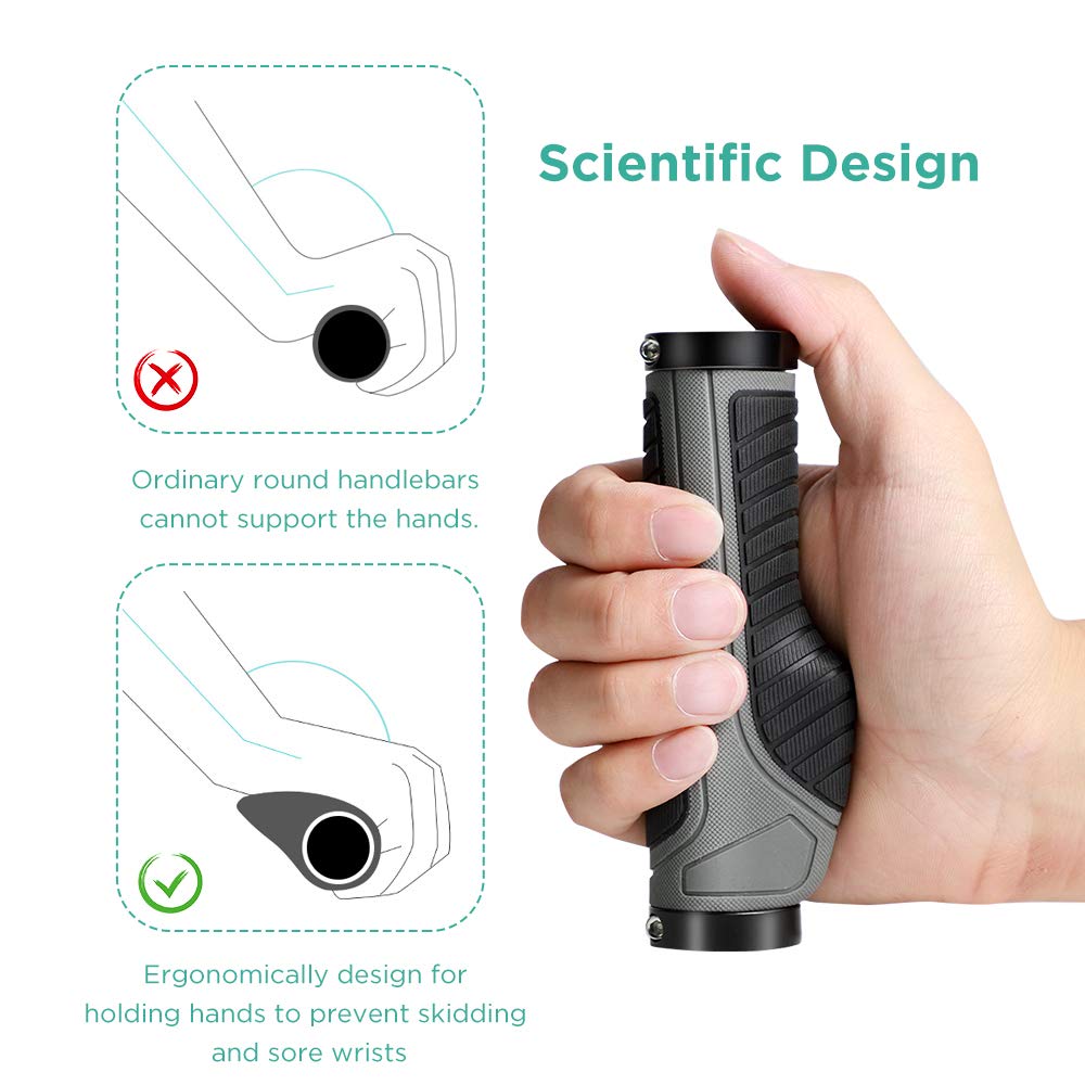 GeeRic Bicycle Rubber Ergo Easy Shock 22mm Inner Set of 1 and Grips, Non-Slip Grips, Durable, Installation, Absorption, Diameter, (Left Right)