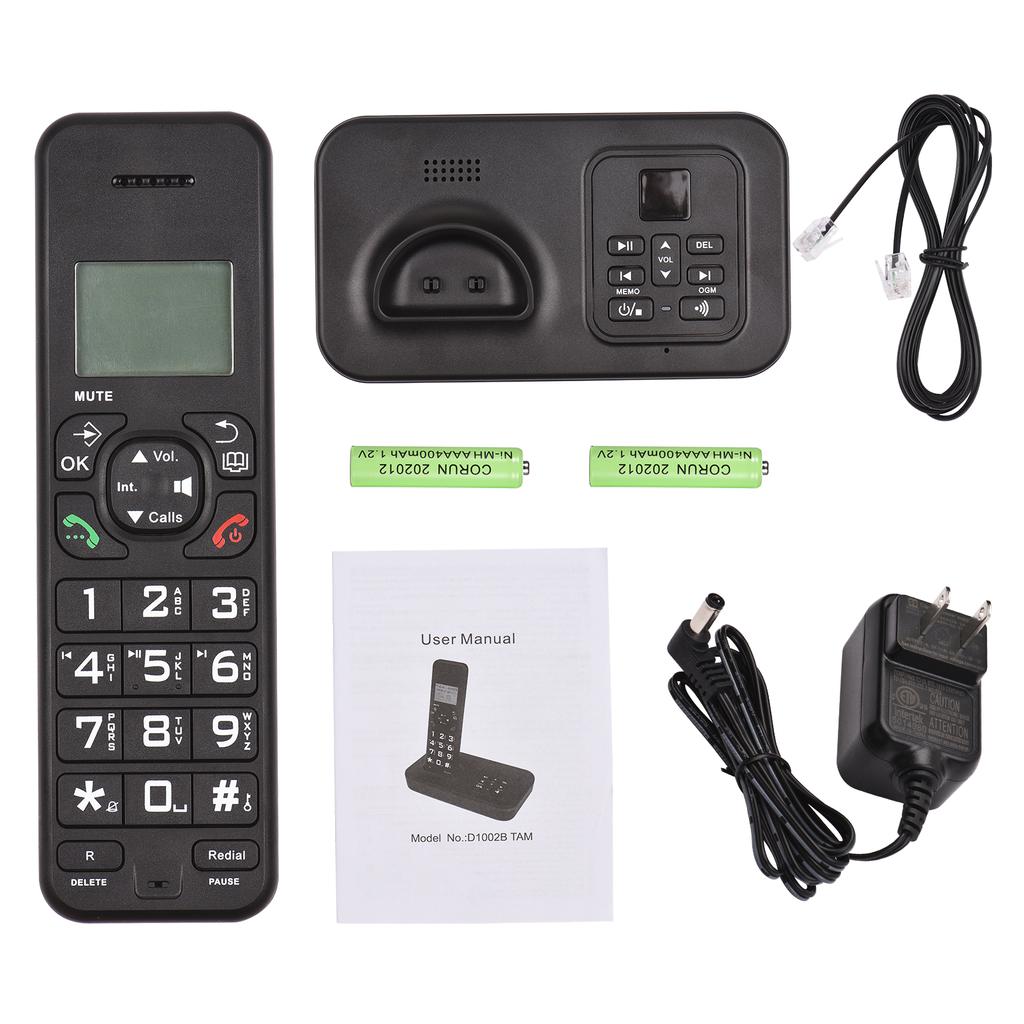Expandable Cordless Phone System with Telephone Answering Machine 3 Lines LCD Display Caller ID Support Up to 5