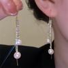 Zircon Imitation Pearl Tassel Earrings Elegant Temperament And Simple Style Long And Slim Earrings That Show Off Face