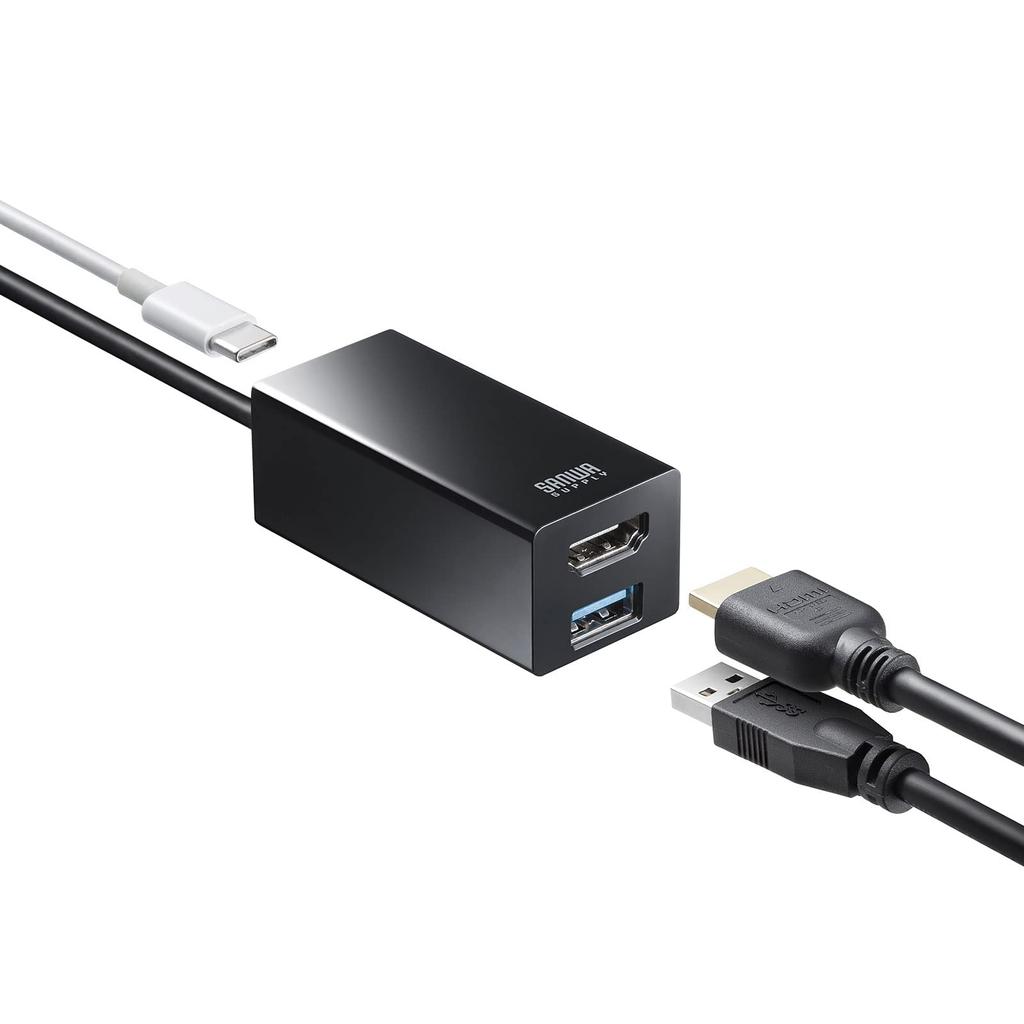 Адаптер Sanwa Supply HDMI с USB-хабом USB-3TCH35BK Type-C