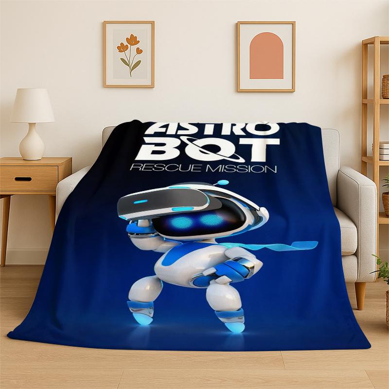 Игровой Astro Bot Мультяшное Фланелевое Одеяло Мягкое Теплое Плед для Спальни Гостиной Кровати Путешествий Кемпинга Пикника Подарок Ребенку