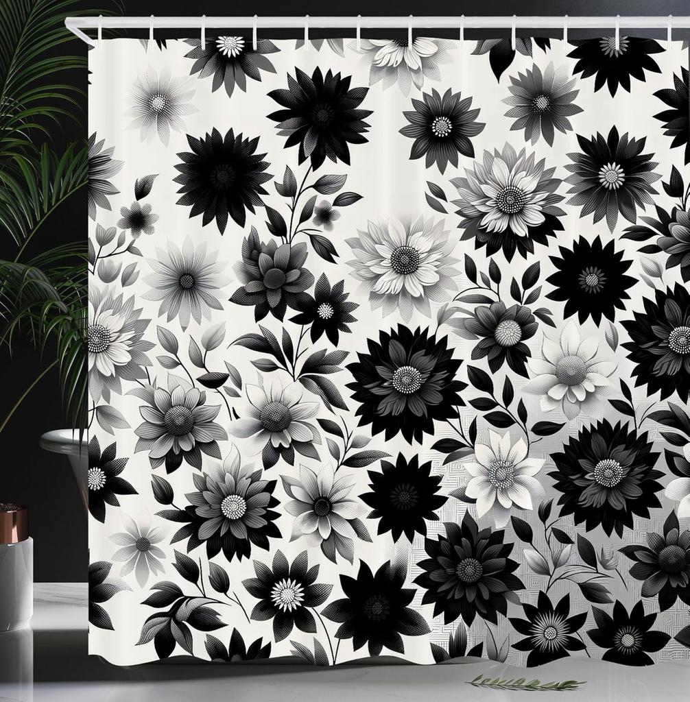 Черно-белая шторка для душа туманные высокие деревья лесной массив природный ландшафт ткань украшение для ванной шторка для душа с крючком