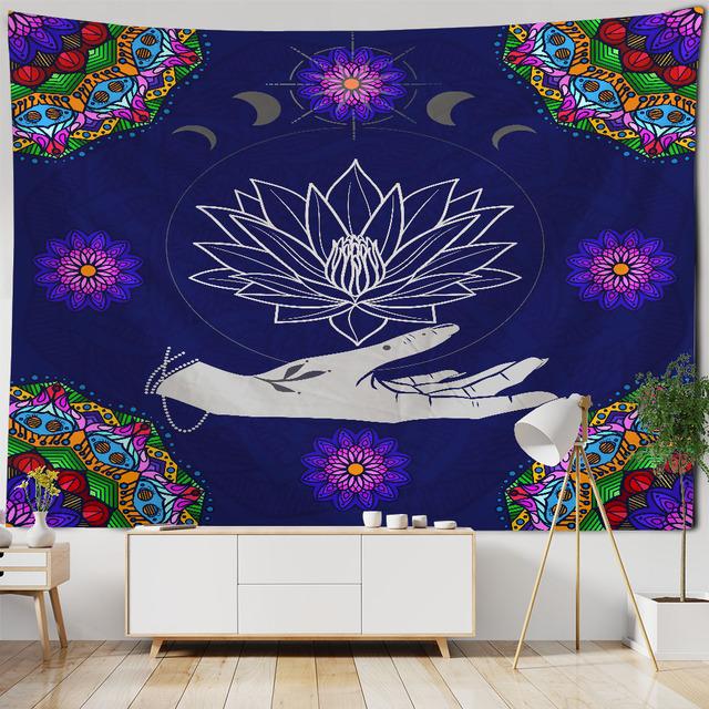 Психоделический гобелен с мандалой, геометрическое фрактальное искусство, настенный хиппи, богемный гобелен для украшения дома, гобелен для йоги, наматрасники