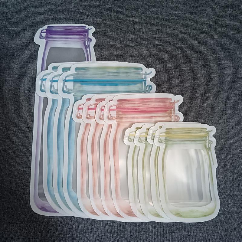 Пакет Mason Bottle Ziplock имеет множество комбинаций, герметичные пакеты для хранения, прозрачные пакеты для закусок, влагонепроницаемые пакеты для сохранения свежести