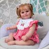 Cute 60cm Reborn Doll Maddie with Rooted Curly Hair Cloth Body Fat Baby Doll Look Real Handmade 3d Painted Skin Newborn Dolls for Kids Age 3+ Year Old