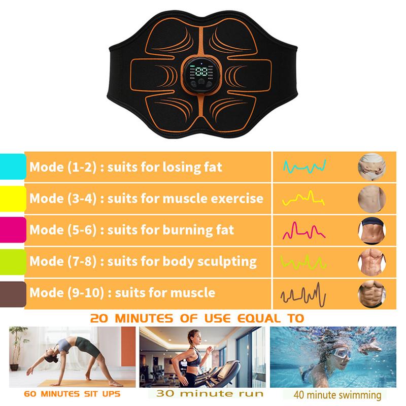 Пояс для тренировки мышц живота 107 см Массажные пояса для талии и живота Тонизатор мышц Фитнес-массажное оборудование 10 режимов 30 уровней