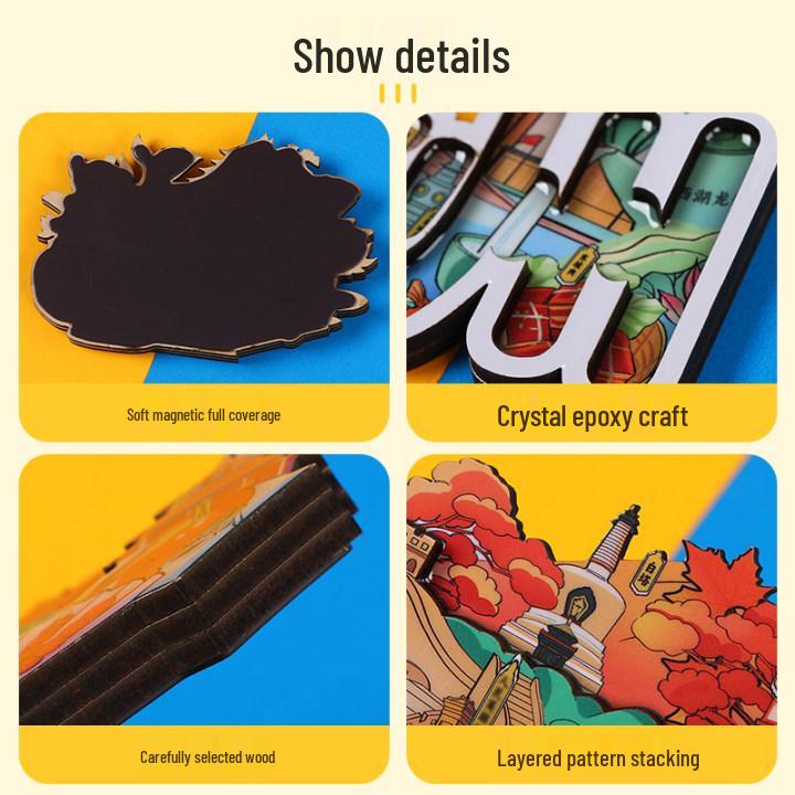 Fujian Scenic Spot Wooden Magnets - Cultural & Creative Gifts for Tourism