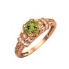 5MM Round Peridot Gemstone 925 Sterling Silver Rose Plated Solitaire Blossom Design Women Wedding Ring
