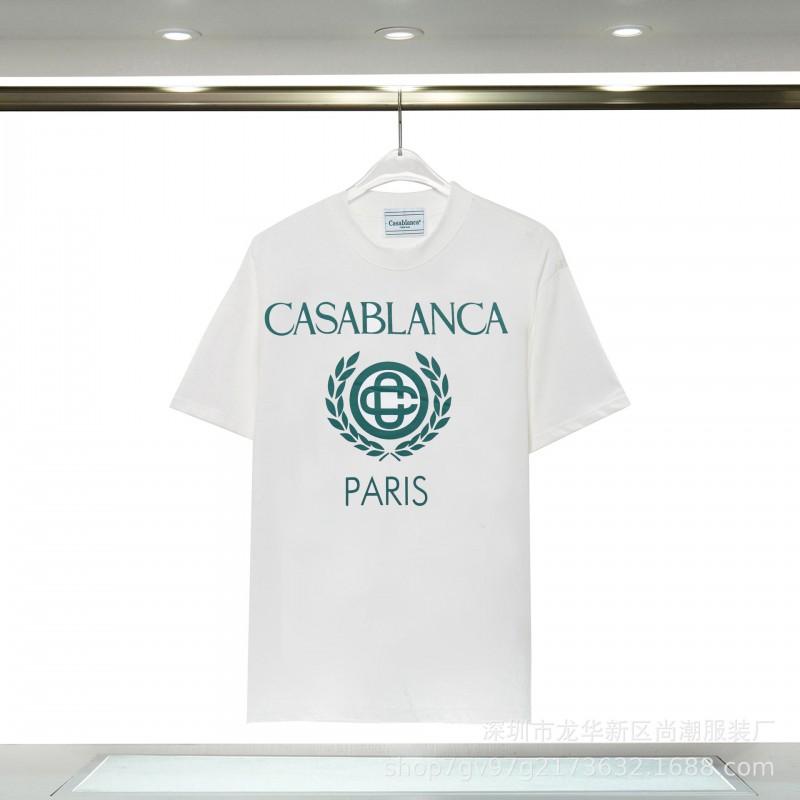 Casablanca Style Graphic T Shirt Men Women Loose Fit Cotton Tee
