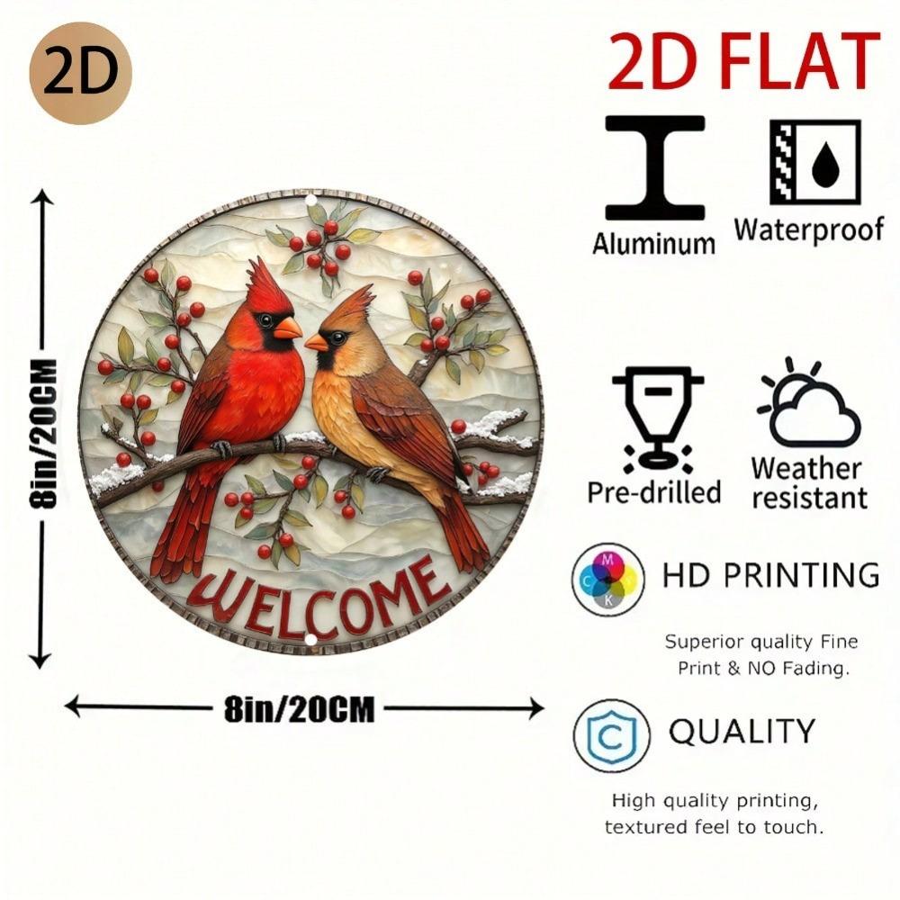 3D Красный Кардинал Металлическое Настенное Искусство Зимние Ягоды Приветственный Знак Декорация для Крыльца Дома