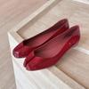 Французские красные ретро туфли на плоской подошве с раздвоенным носком для женщин, новые свиные ножки, подковы, неглубокое горло, одна педаль, балетки для женщин