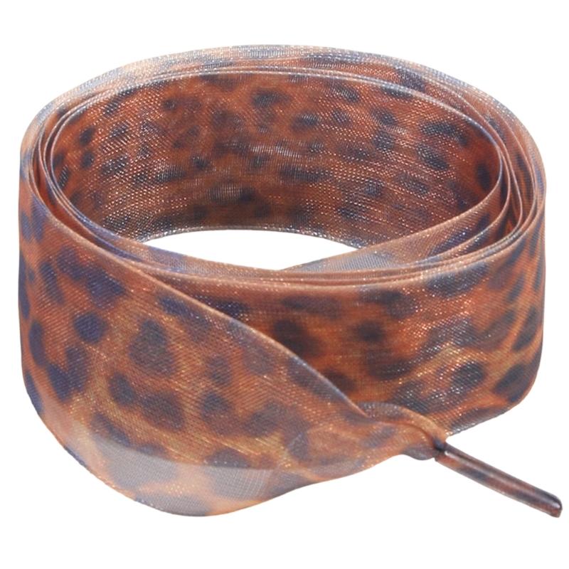Leopard Print Sheer Shoe Laces 2.5cmX120cm Wide Flat Shoelaces Anti Slip Sneakers Shoe Lace Replacement For Men Women