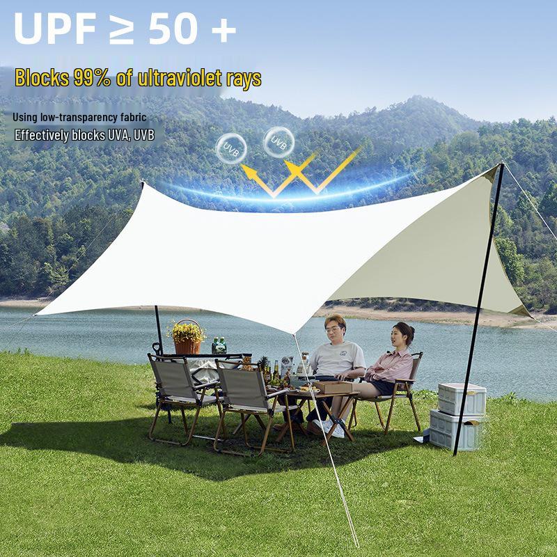 Portable Sunshade Canopy Tent: Large Outdoor Camping Shelter, Rainproof & Windproof Protection