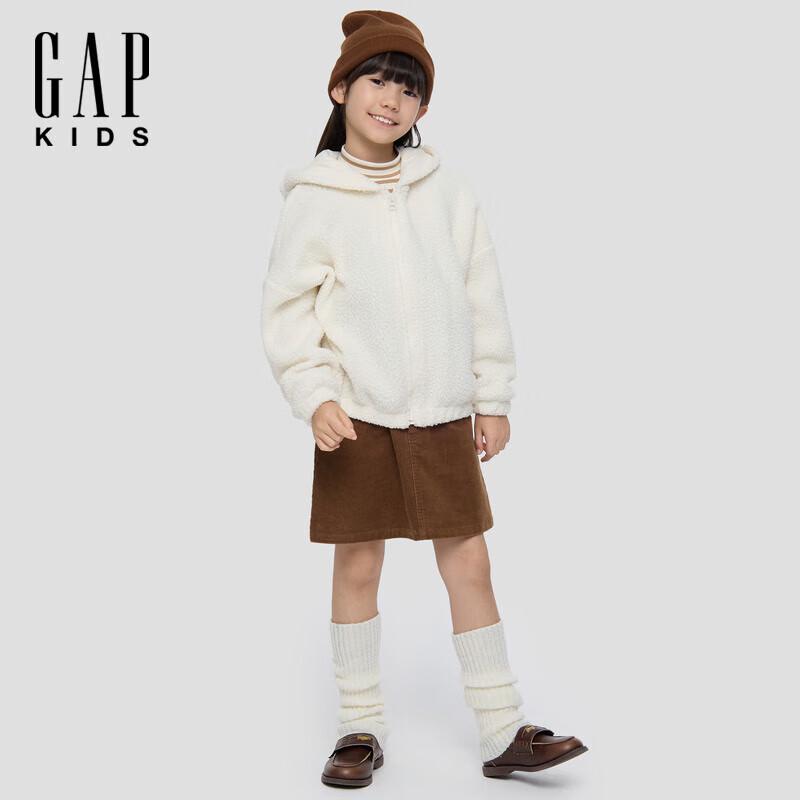 GAP Girl's Faux Lamb Wool Bear Embroidery Hoodie