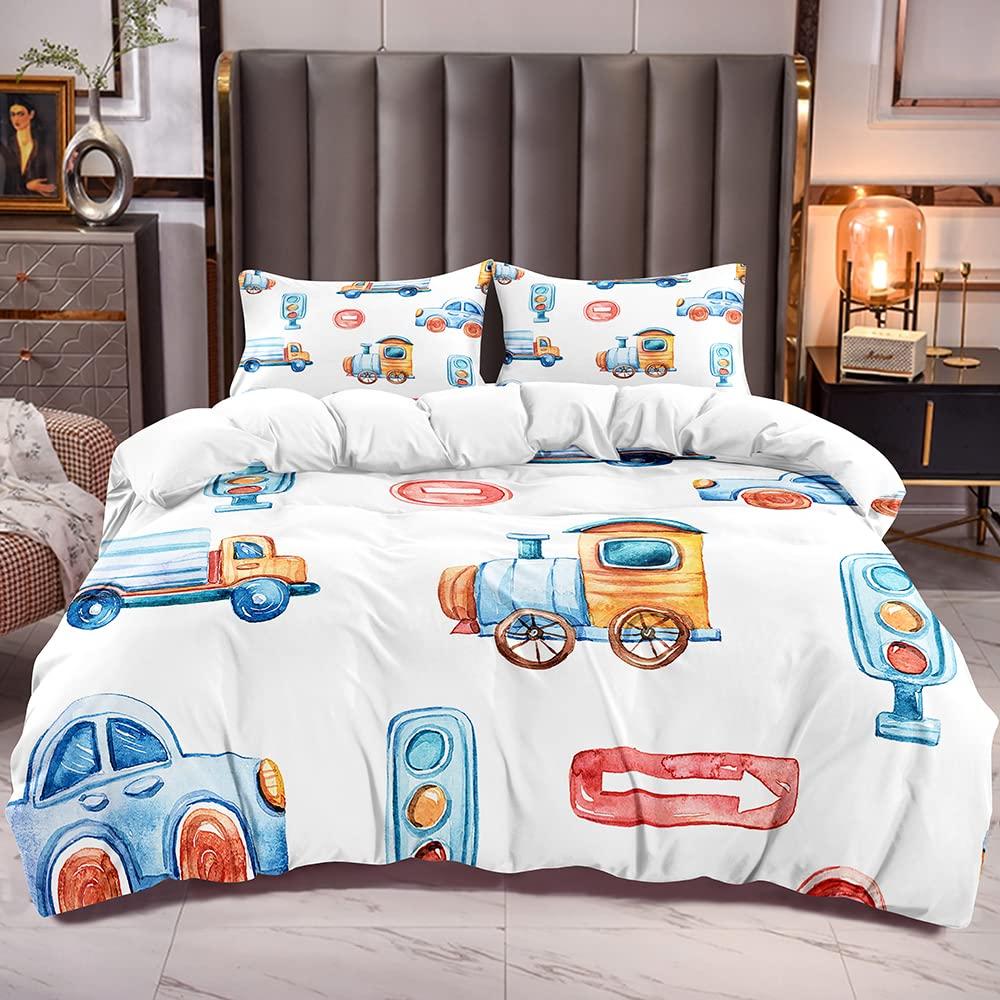Cartoon Train Bedding Sets 2/3Pcs Duvet Cover Toy Car Truck Soft Quilt Cover Single Queen King Size Polyester Comforter Cover