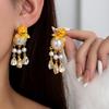 Серьги-цветы с жемчугом из стерлингового серебра 925 пробы, винтажные: Ретро-стиль с элегантным дизайном