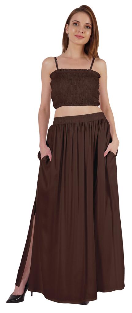 Bimba Летняя одежда для вечеринок Сексуальное платье из 2 предметов для женщин: укороченный топ и длинная юбка, комплект W