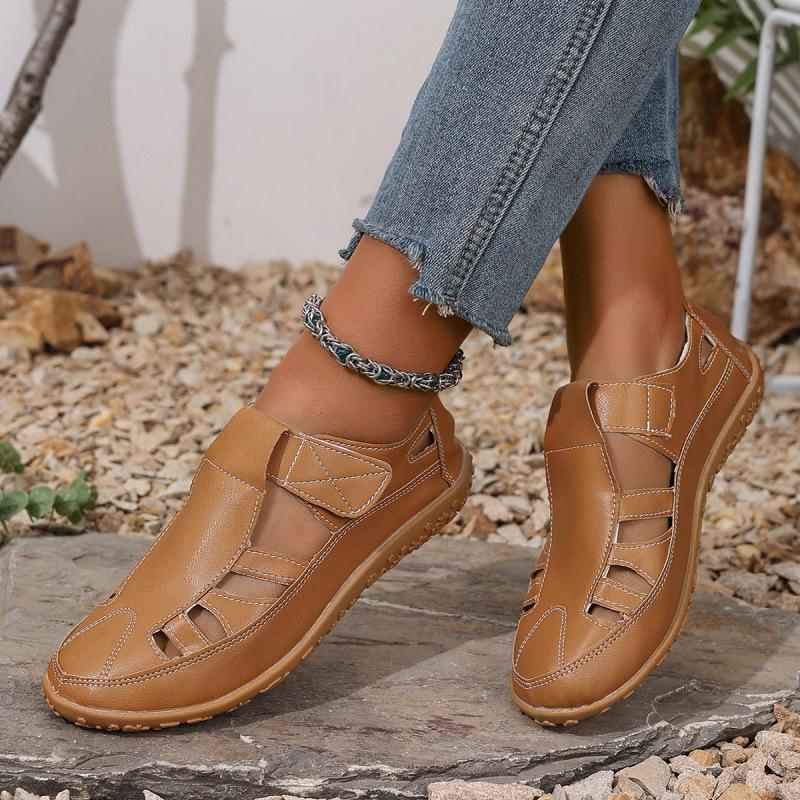 Босоножки большого размера женские летние новые на липучке повседневные туфли удобная мягкая подошва низкий верх материнские балетки спортивные сандалии