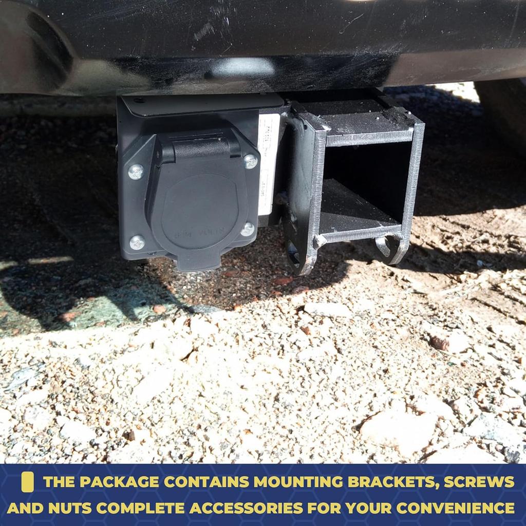 4 Pin Flat To 7 Pin RV Blade Trailer Adapter, Vehicle-Side 4 Way To Trailer-Side 7 Way With Mounting Bracket, For Recreational Vehicle, Trailer,