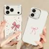 Чехол с принтом розовых бантиков для iPhone 17 Pro Max iPhone 16 15 14 13 Pro Max 11 17e 16e Покрытие Рамка для камеры Прозрачная Мягкая силиконовая задняя крышка