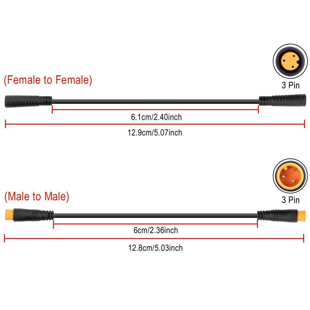 PE 3-pin Extension Cable Waterproof Electric Bicycle Wire Plug  Suitable for Electric Bicycle