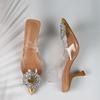 Summer Pointed Women's Sandals  Transparent PVC High Heels Shoes for Lady Luxury Diamond Slingback Stilettos