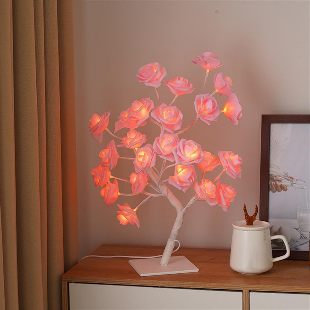 Valentine's Day Rose Tree Light Home Scene Decoration 24 Lights Background Colorful Flower Tree Light USB