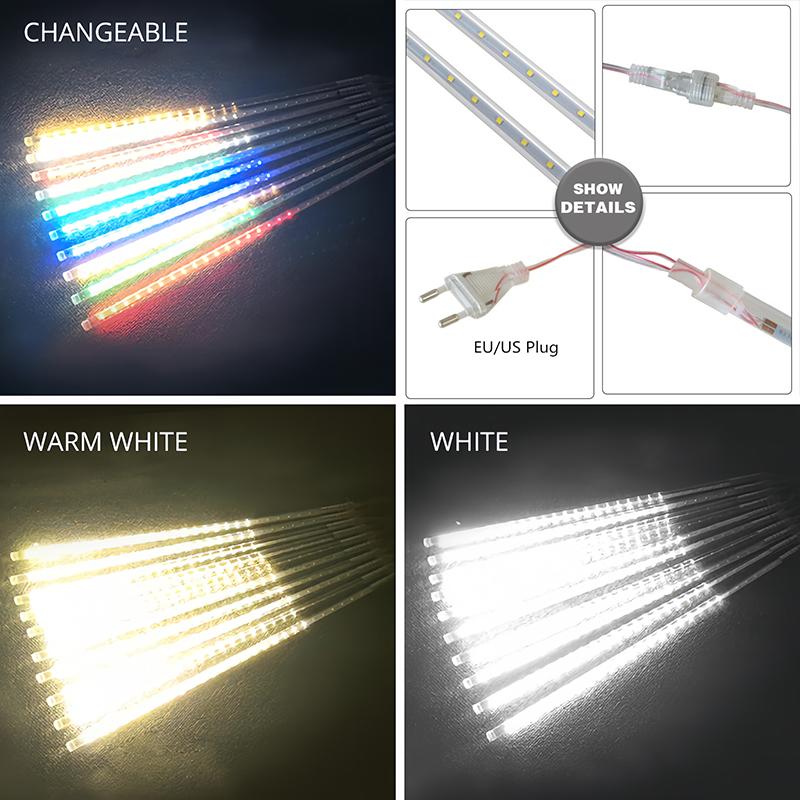 30/50 см 8 трубок светодиодные гирлянды метеоритный дождь водонепроницаемая гирлянда с европейской вилкой рождественские украшения сад свадебный декор для вечеринки новогодний декор