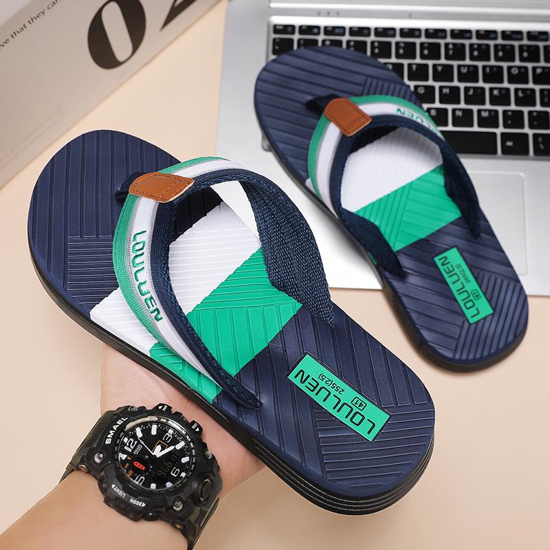 Модные летние тапочки мужские шлепанцы пляжные сандалии нескользящие повседневные туфли на плоской подошве 2024 Тапочки домашняя обувь для мужчин уличные тапочки
