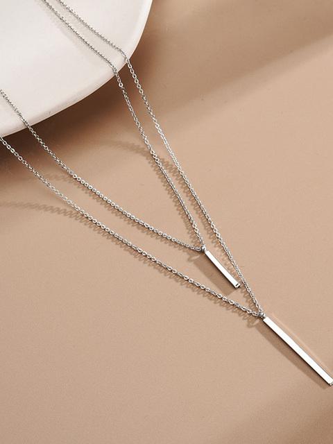 Модное квадратное длинное двойное ожерелье из стерлингового серебра 925 пробы, простая и изысканная подвеска на ключицу, женская цепочка, ювелирные украшения