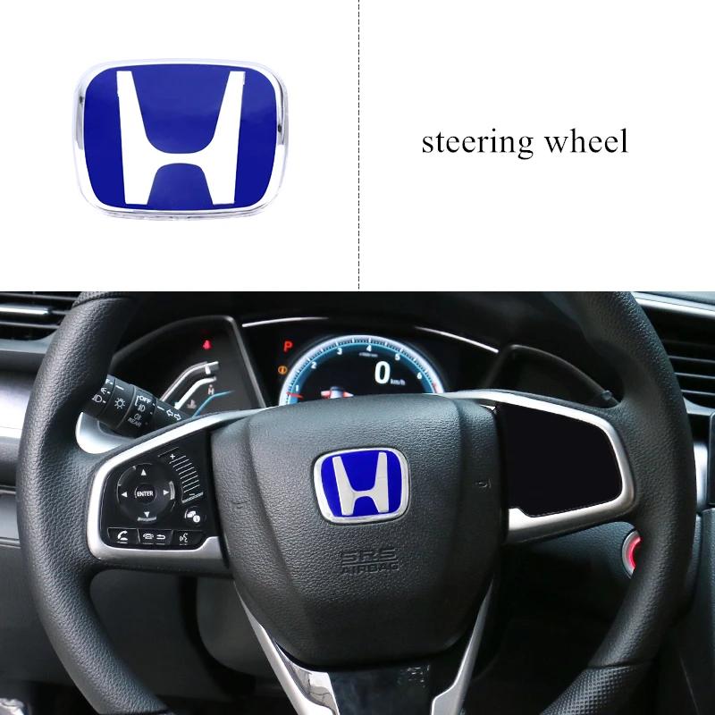 Car Logo Badge Front Grille Trunk Steering Wheel Decoration Accessories For Honda Fit GK5 HRV Vezel Accord Civic Cars Emblem aju256