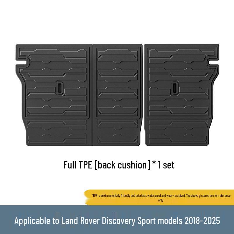 Экологичные ТПЭ коврики в салон автомобиля с ковриком в багажник и накладками на спинки сидений для Land Rover Discovery Sport 2018-2025.