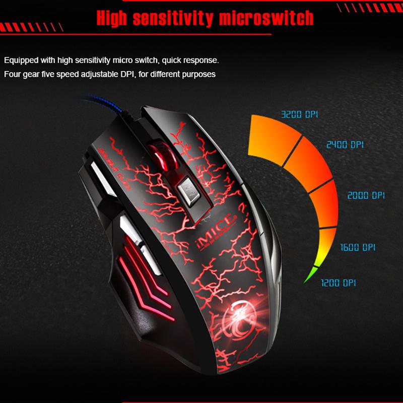 iMICE Новая проводная мышь USB оптическая мышь 7 кнопок A7 3200DPI компьютерная мышь для офисных компьютеров и ноутбуков