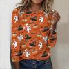 2025 Autumn & Winter Women's New Casual Crew Neck Long Sleeve Top 3D Halloween Pattern Ideal Halloween Christmas Gift