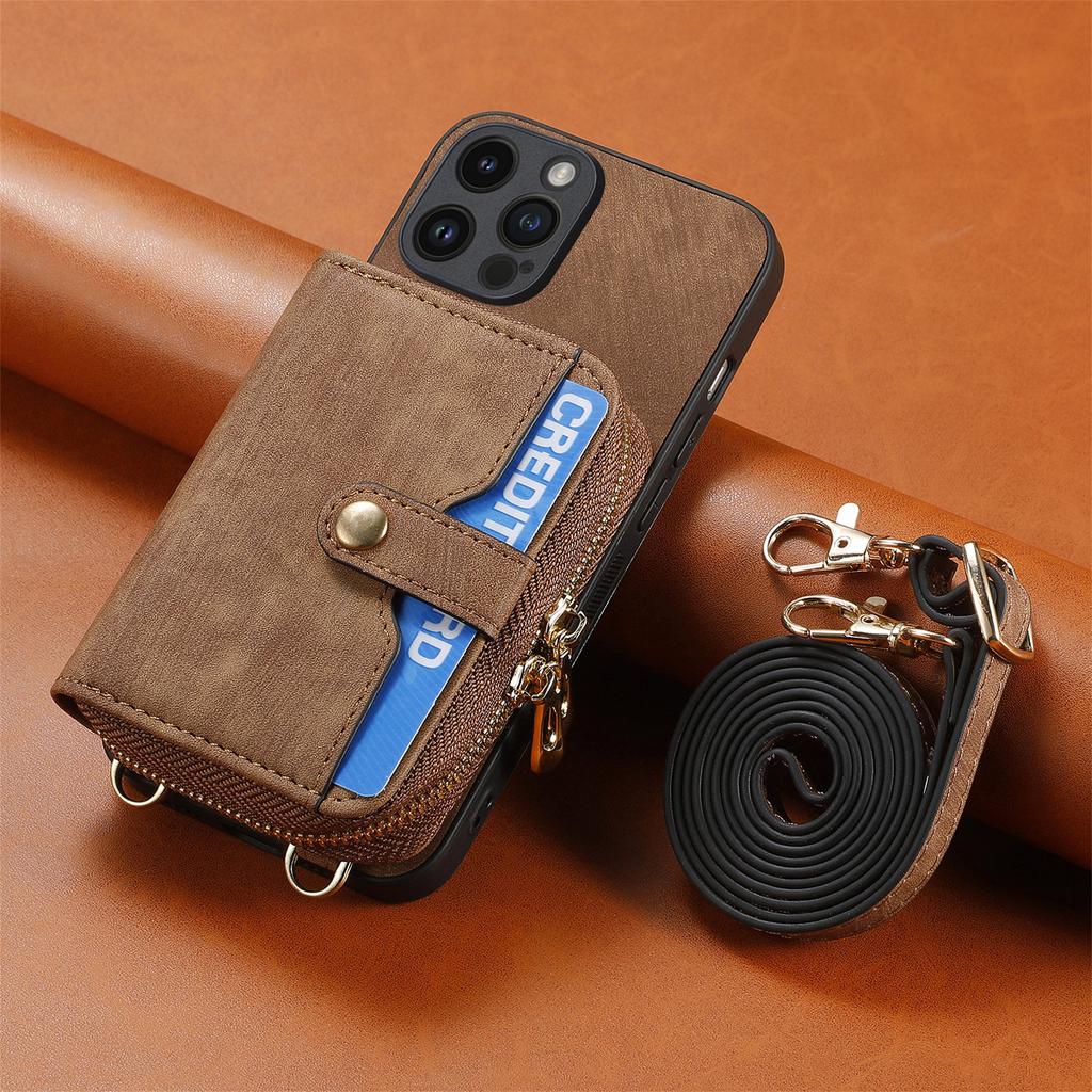 Crossbody Multifunctional Zipper Leather Purse Wallet Case for iPhone 15 14 Plus 13 12 11 Pro Max for Samsung S24 S23 S22 S21 S20 Ultra Plus A15 A25