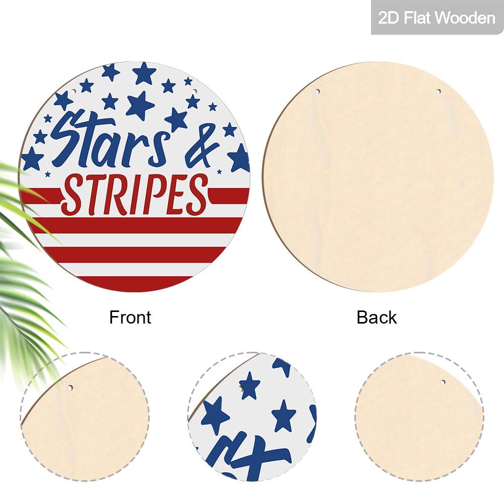 2D Flat "Stars & Stripes" 4th of July Door Decor with Red White Blue Stars and Stripes, Rustic Farmhouse Independence Day Wall Art, Perfect Gift for