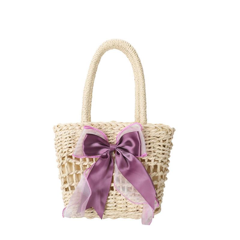 Stylish Children's Straw Bag With Cute Bow Trendy Shoulder Crossbody Design For Kids