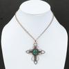 Кулон с ограненным замбийским изумрудом, обернутый медной проволокой, крест, драгоценный камень, ювелирное изделие, уникальная подвеска ручной работы, медный крест, ювелирное изделие, подарок для нее