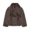 Womens Winter Faux Fur Coat With Lapel Collar Street Style Outerwear Black Beige Gray Brown Wine Red