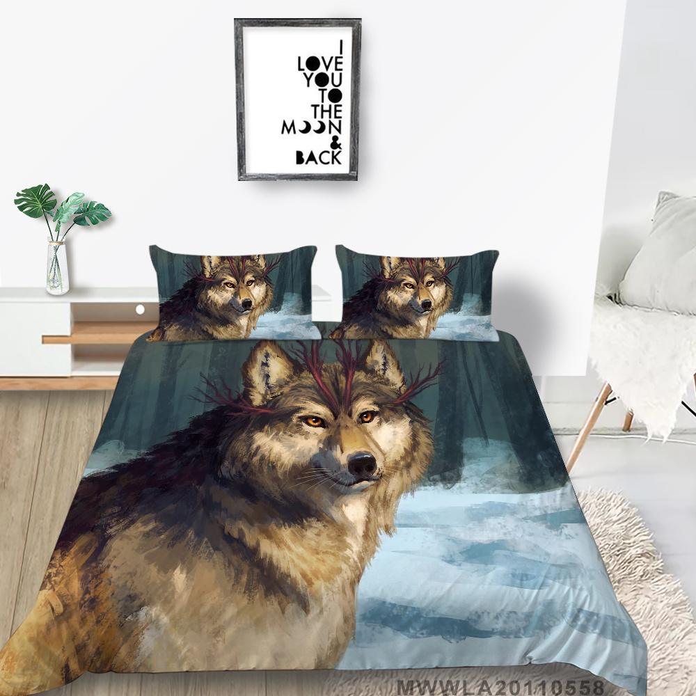 2023 New Style 3D Wolf Printed Single King Size Luxury Duvet Cover Set with Bedding Pillow Home Textiles Duvet Cover Sets