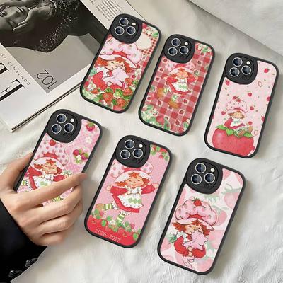 Мультяшная Девочка S-Клубника S-Клубничный Торт Для IPhone 16 15 14 13 12 11 Pro Max Plus Ударопрочный Кожаный Мягкий Чехол для Телефона