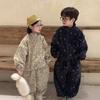Зимний детский корейский выпуск, утепленный комплект с принтом на молнии