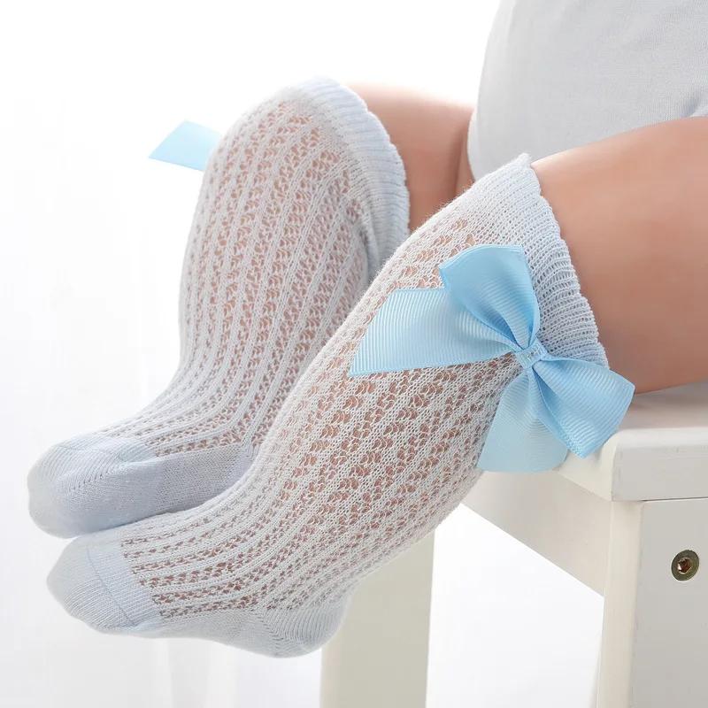 Cute Bowknot Infant Baby Socks Cotton Bows Girls Knee Socks Spring Summer Mesh Kids Infant Toddler Knee High Socks Sokken 0-2Y