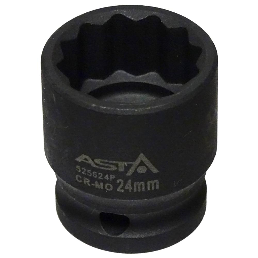 Impact socket 24mm 12-point 1/2' socket wrench CR-Mo, Asta
