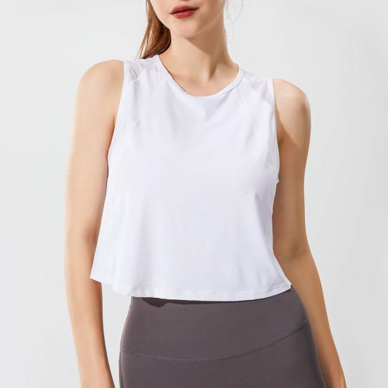 Женский спортивный жилет без рукавов, сплошной цвет, свободный круглый вырез