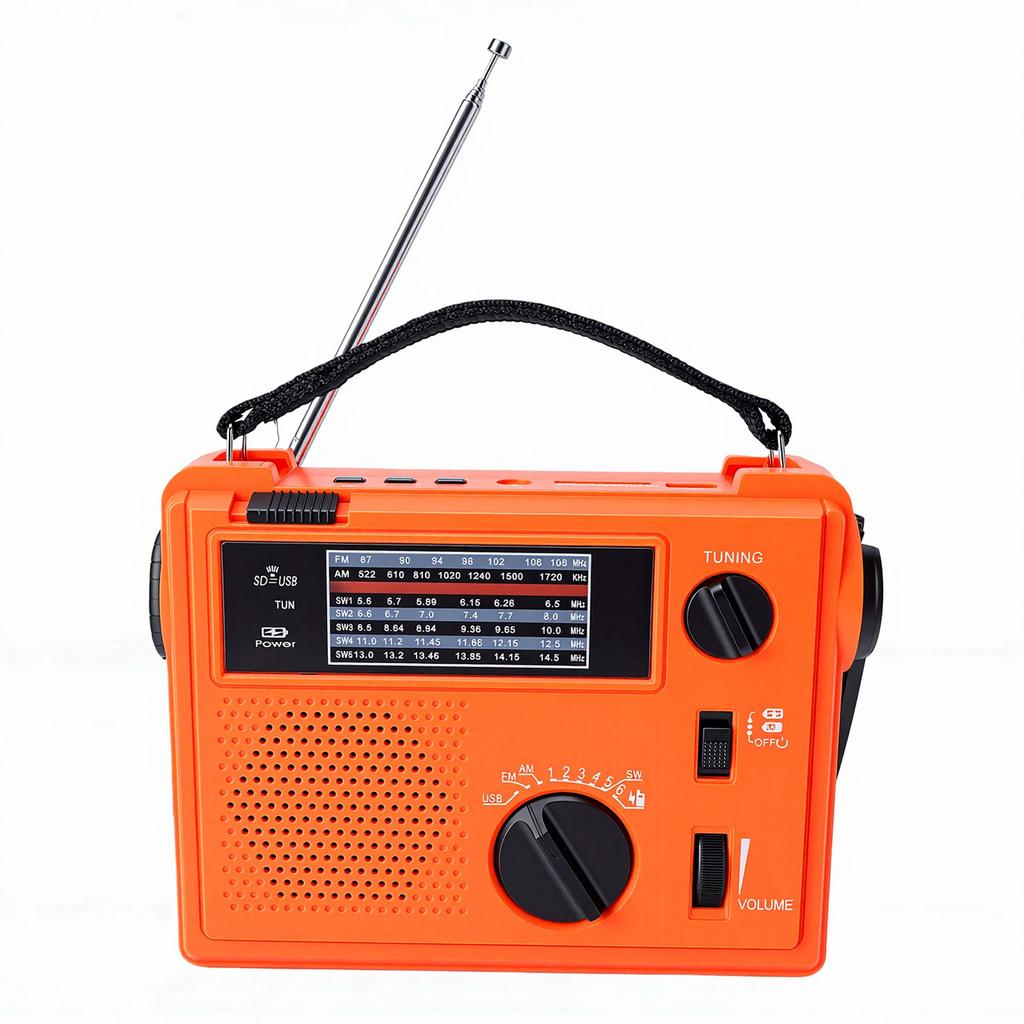 Аварийное погодное радио 2000 мАч 7 диапазонов AM FM SW Встроенный динамик Портативное радио с ручным приводом и фонариком Зарядное устройство для телефона