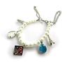 [N1688] - Designer Bracelet 'Scarlett' Ivory Blue Silver (Eiffel Tower)