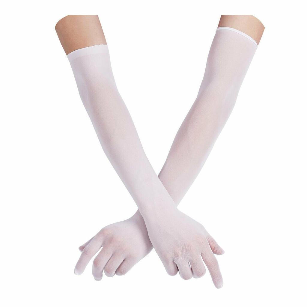 Opera Prom Full Finger Transparent Gloves Long Sheer Seamless Mitten Finger Pantyhose Gloves